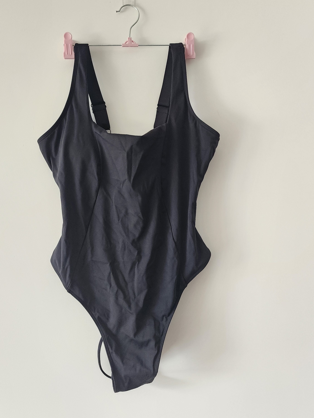 TA3 One Piece Swimsuit Women 2X Black Lace Up Back Adjustable Straps Resortwear